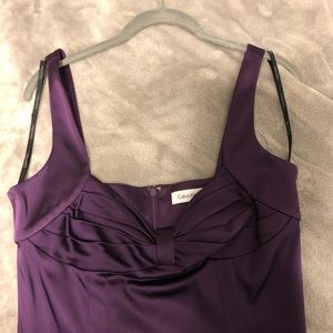 Calvin Klein Dark Purple Satin Pencil Dress